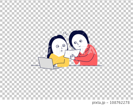 フィードバックとダブルチェックでヒューマンエラーを防ぐ2人の女性会社員 108762278