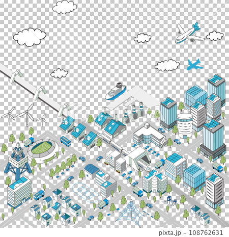 海邊城市景觀的俯視圖 108762631