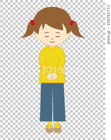 A girl bowing her head in greeting 108762711