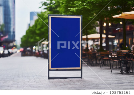 Digital signage board in a public place, ideal for customization. Generative AI 108763163