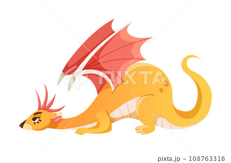 Fairy Dragon as Winged and Horned Legendary Creature Vector Illustration 108763316
