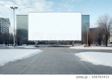 Digital signage board in a public place, ideal for customization. Generative AI 108763413