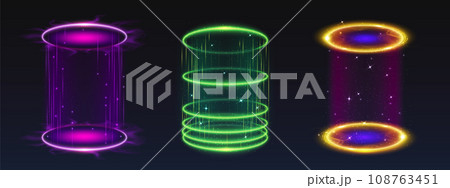 Magic sparkling light portals set Magic sparkling light portals set 108763451