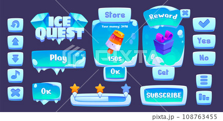 Ice quest game ui buttons setのイラスト素材 [108763455] - PIXTA