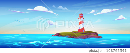 Lighthouse building on sea island Lighthouse building on sea island 108763541
