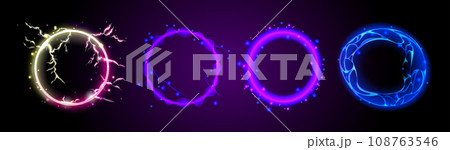 Magic circle light effect with neon glow energy Magic circle light effect with neon glow energy 108763546