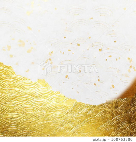 和紙　金箔　紙　テクスチャ　背景素材　AI生成画像 108763586
