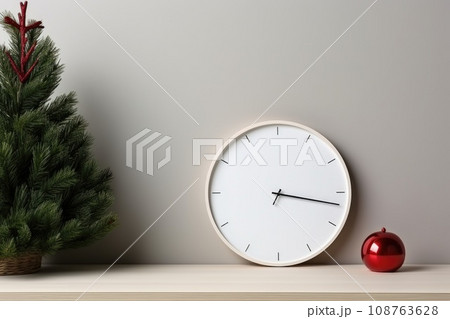 Blank frame on desk, minimal design background. Generative AI 108763628