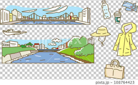 城市水邊度假插畫集 108764423