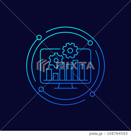performance icon with a graph, linear design performance icon with a graph, linear design 108764503