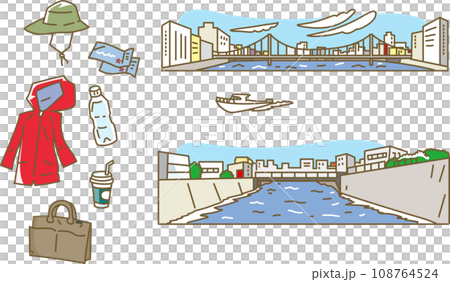 城市水邊度假插畫集 城市水邊度假插畫集 108764524