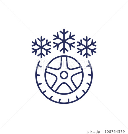 winter tire line icon on white winter tire line icon on white 108764579