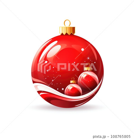 illustration of red christmas ball with balls inside on white background. 108765805