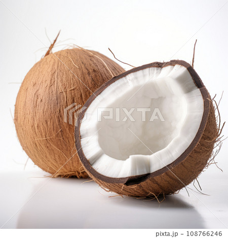 Fresh ripe tropical coconuts isolated on a white background. Fresh ripe tropical coconuts isolated on a white background. 108766246
