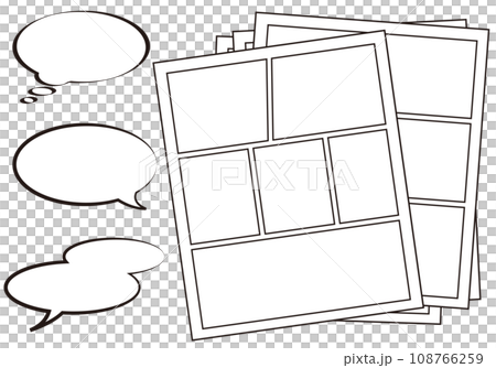 漫画の原稿用紙と吹き出しのベクターイラストセット 108766259