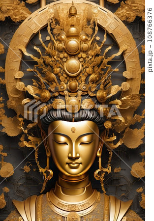 a Golden Buddhas(Guanyin) robot a Golden Buddhas(Guanyin) robot 108766376