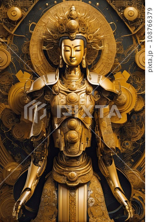 a Golden Buddhas(Guanyin) robot a Golden Buddhas(Guanyin) robot 108766379