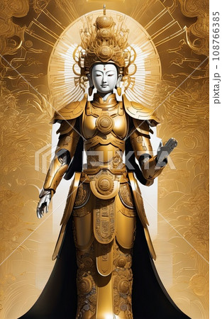 a Golden Buddhas(Guanyin) robot  108766385