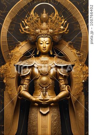 a Golden Buddhas(Guanyin) robot  108766402