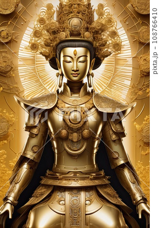 a Golden Buddhas(Guanyin) robot  108766410