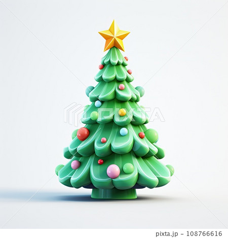 3d green Christmas tree on white background. Generative AI 3d green Christmas tree on white background. Generative AI 108766616
