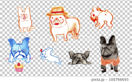 かわいいフレンチブルドッグのイラストセット 108766693