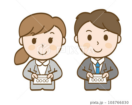 名刺交換をする女性会社員と男性会社員_スーツ姿のビジネスマン 名刺交換をする女性会社員と男性会社員_スーツ姿のビジネスマン 108766830