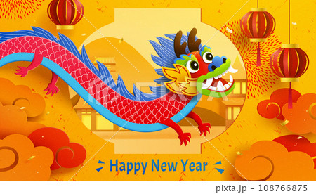 Paper art CNY greeting card Paper art CNY greeting card 108766875