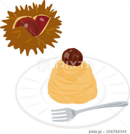 皿に盛ったモンブラン 108768345