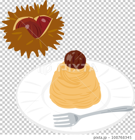 皿に盛ったモンブラン 108768345