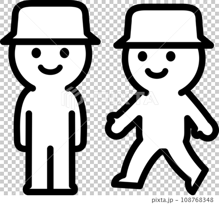 Icons of walking and standing people Icons of walking and standing people 108768348