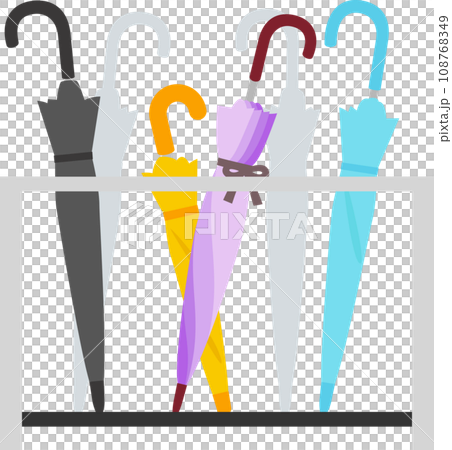Umbrella stand with many umbrellas Umbrella stand with many umbrellas 108768349