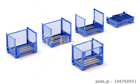 Set of collapsible transportation box pallet - 3D illustration 108768951