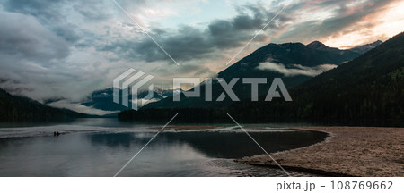 Dramatic Cloudy Sunset over Canadian Mountain Landscape. Birkenhead Lake, BC, Canada 108769662