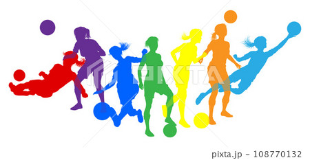 Soccer Female Football Women Players Silhouettes 108770132