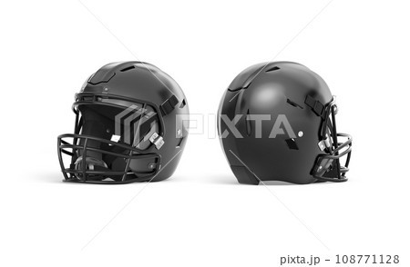 Blank black american football helmet mockup, side view, 108771128