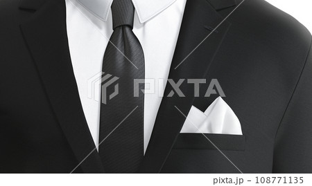 Blank white folded pocket square classic suit mockup, front view Blank white folded pocket square classic suit mockup, front view 108771135
