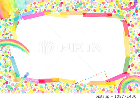 カラフルな水彩ドット模様の背景素材 108771430