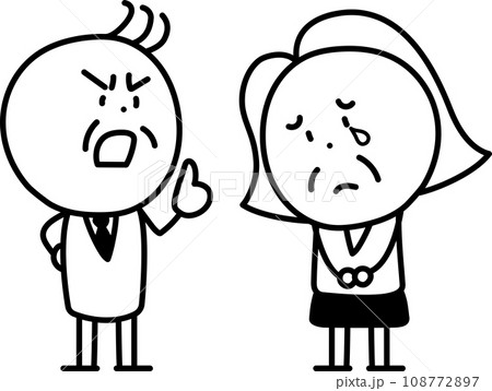 怒る男性と涙を流して謝る女性 怒る男性と涙を流して謝る女性 108772897