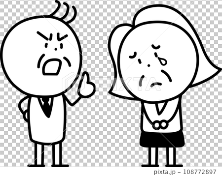 怒る男性と涙を流して謝る女性 怒る男性と涙を流して謝る女性 108772897