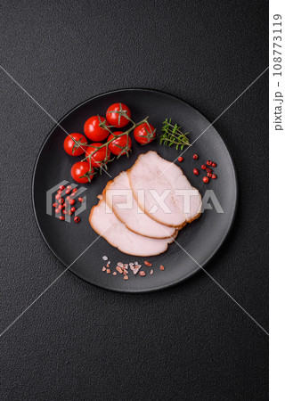 Delicious smoked pork or chicken meat with salt, spices and herbs Delicious smoked pork or chicken meat with salt, spices and herbs 108773119
