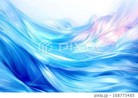 青の流れ - 柔らかな波動を描く抽象的なデジタルアート-Generative AI 108773485