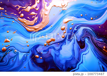 ブルーとパープルのマーブルデジタルアート-Generative AI 108773487