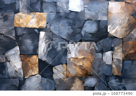 多彩な岩石の壁 - 色と質感のコントラストを描いたデジタルアート-Generative AI 108773490