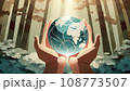 森の中で両手で地球を抱える 108773507