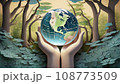 森の中で両手で地球を抱える 108773509