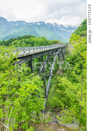 【奥飛騨の絶景スポット】新緑の北アルプス大橋 108773529