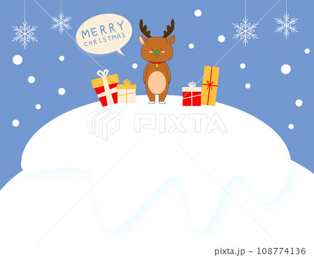 トナカイとプレゼントのクリスマスフレーム背景 トナカイとプレゼントのクリスマスフレーム背景 108774136