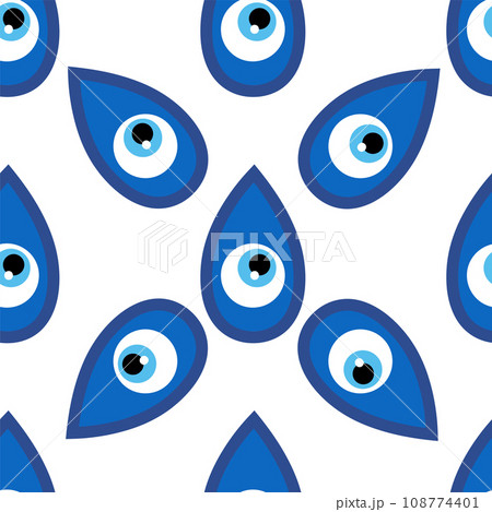 Seamless pattern with Turkish evil eye bead. Good luck. Turkish tile. Oriental ottoman design for wallpapers, pattern fills, textile Seamless pattern with Turkish evil eye bead. Good luck. Turkish tile. Oriental ottoman design for wallpapers, pattern fills, textile 108774401