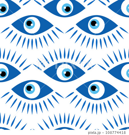 Seamless pattern with Turkish evil eye bead....のイラスト素材 [108774418] - PIXTA